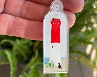 Barnegat lighthouse keychain, LBI, Long Beach Island, Black Lab, Labrador Retriever, Ol' Barney