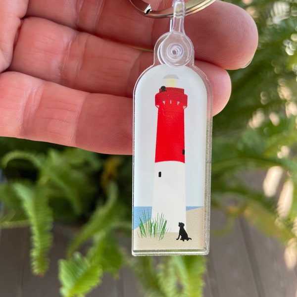 Barnegat lighthouse keychain, LBI, Long Beach Island, Black Lab, Labrador Retriever, Ol' Barney