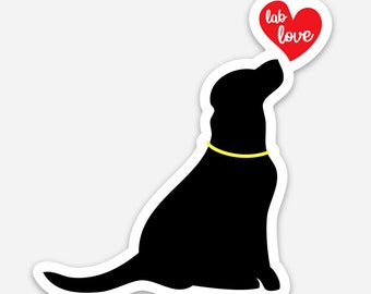Black Lab "lab love" sticker, Black Lab, Labrador Retriever vinyl sticker, Dog Lover Gift