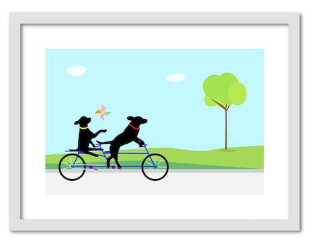 Black Lab 5x7 Art Print "tandem" Labrador Retriever, Dog Lover Gift ...