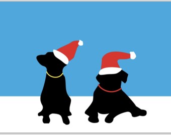 Black Lab Christmas Card "Santa" Labrador Retriever, Holiday Card, Blank Greeting Card
