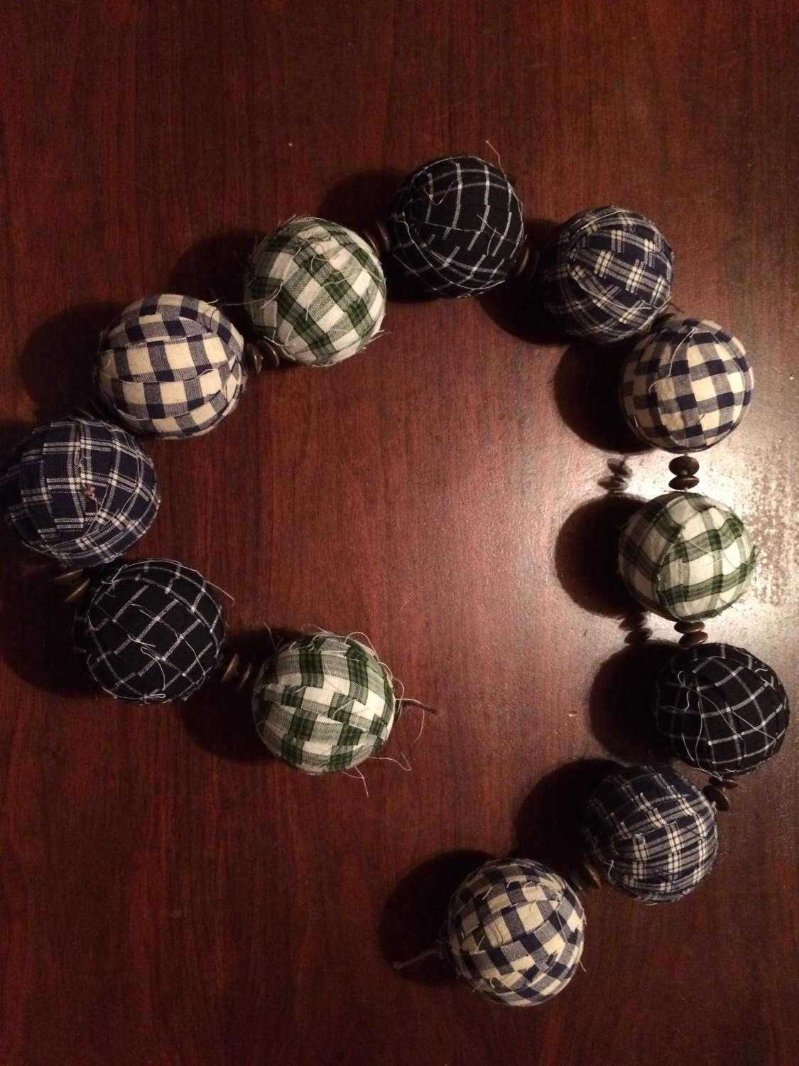 3 rag ball garland Etsy
