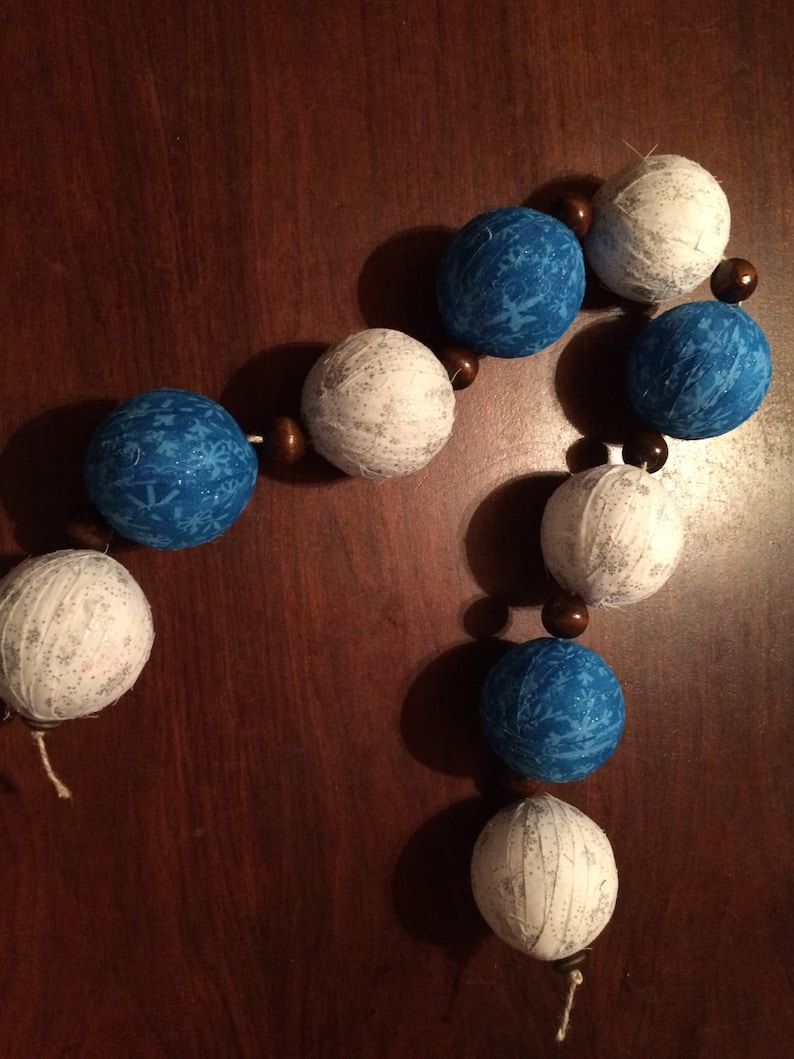 3 Rag Ball Garland Etsy