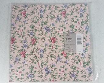 Vintage Hallmark Floral Themed Gift Wrap Paper All Occasion Made in the U.S.A.  Flower Gift Wrap Paper