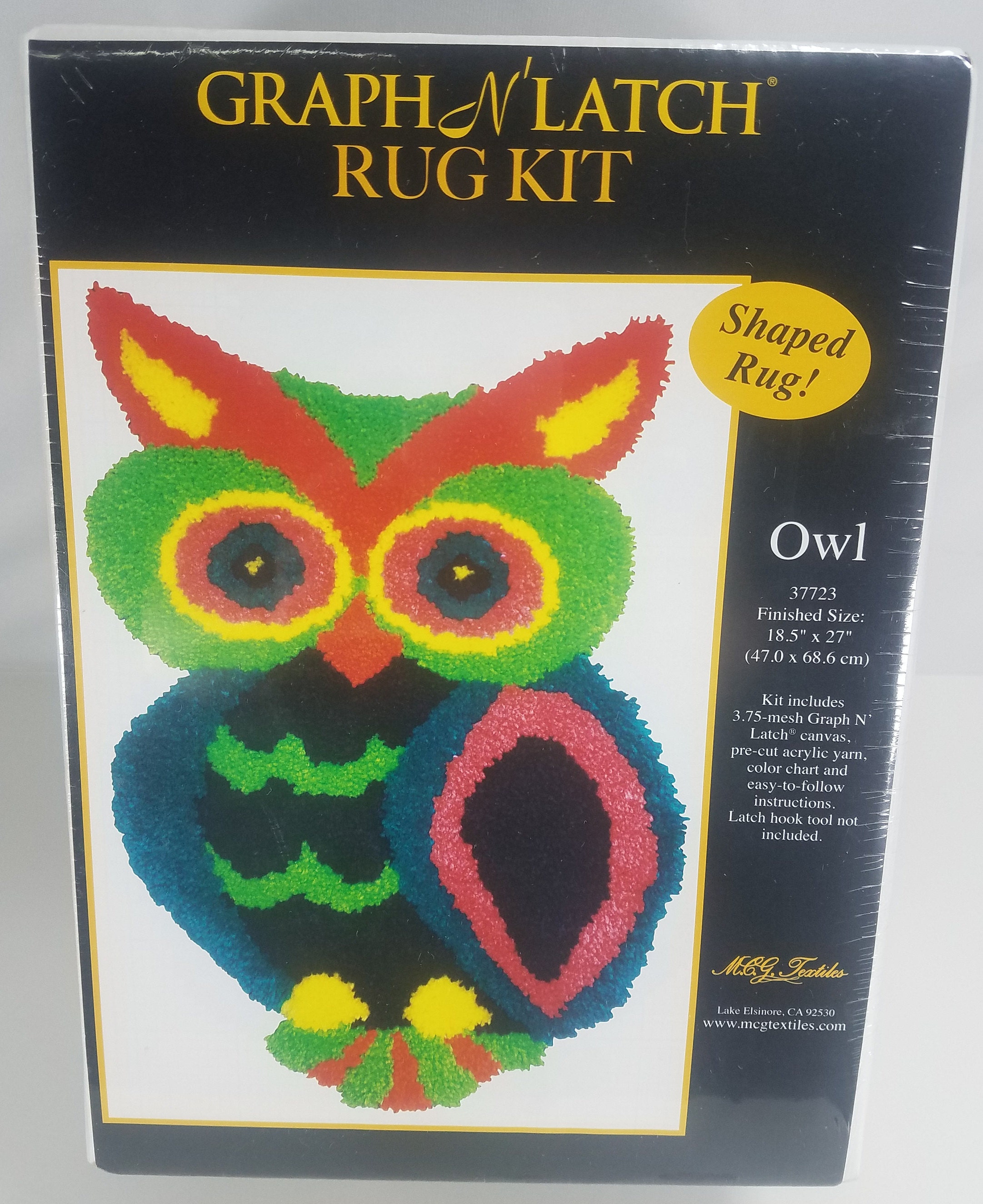 Small Latch Hook Kits Rug for Kids Beginner Night Owl Easy Latch