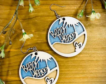 Beach Please Earring SVG Laser FILE ONLY
