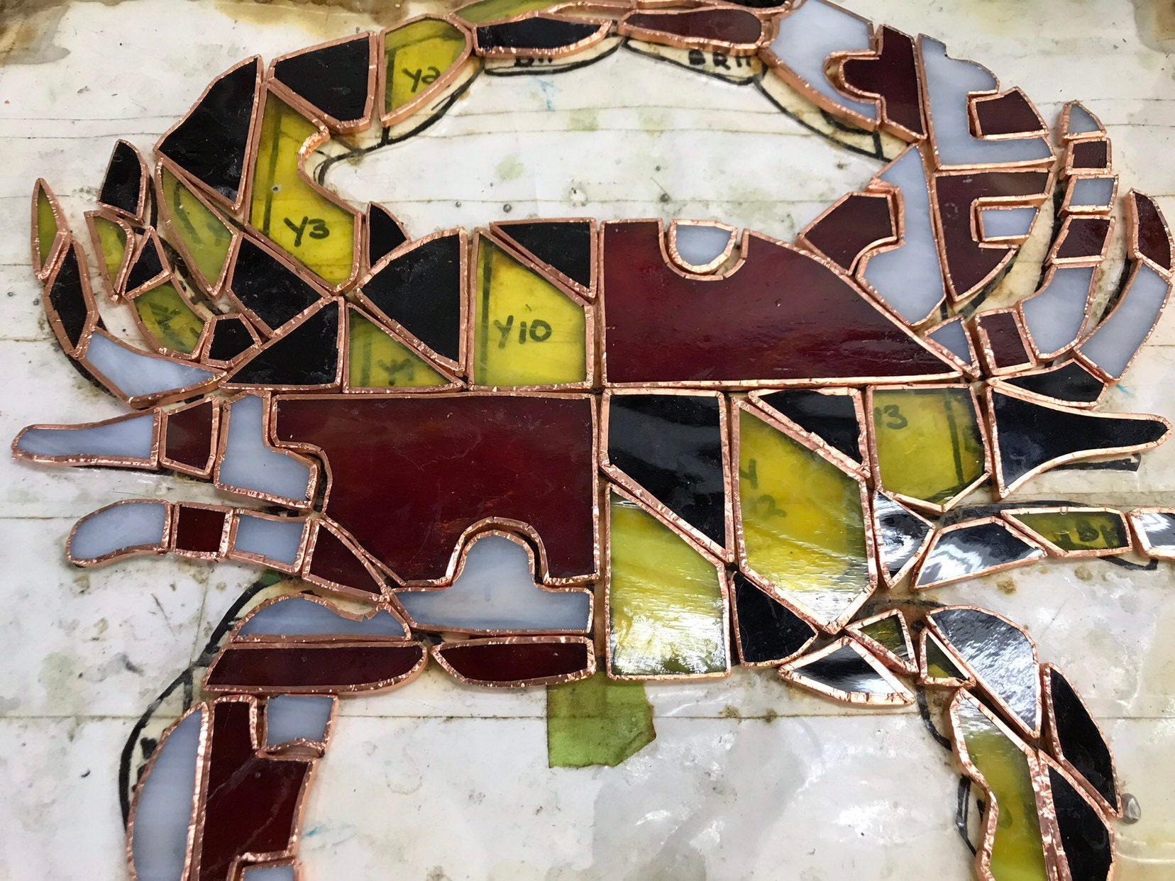 Maryland flag stained glass crab Etsy