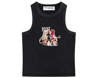 Hot Ghouls Read Snow Washed Tank Top | Halloween Bookish Shirt | Spooky Reader Gift