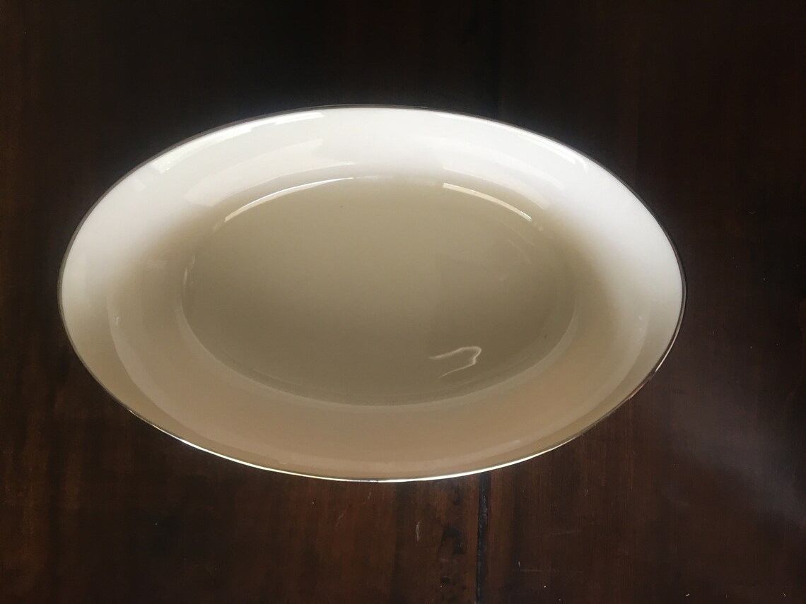Lenox Special 10 Oval Serving bowl Platinum trimmed. Etsy