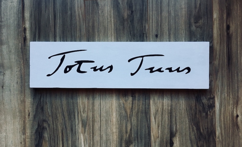 John Paul II/'s handwriting on wood board Totus Tuus in Pope St