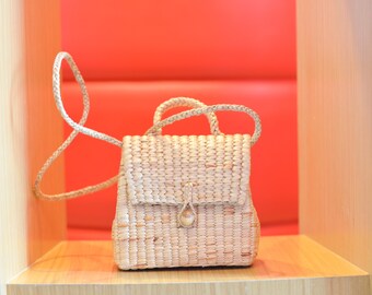 FREE tassel keychain • straw bag (S) • straw crossbody bag • straw purse • Straw handbag • straw knitted strap • straw handmade bag