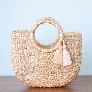 Get free tassels as pictures • Beach bag • strawbag • straw top handle bag • Straw handbag • straw purse • StrawBag • Summer Bag