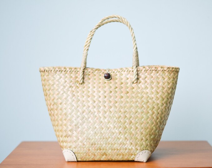 Straw Bag Cream Color Lining Shoulder/top Handle Straw Bag Etsy