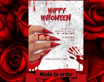 Custom Halloween Vampire Blood Costume Party Birthday Invitation, Digital File