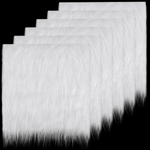 5 Pieces 10 x 10 Inches Faux Fur Fabric Squares Ultra Fluffy Faux Fur Squares for Crafts Gnomes, Sewing, Costume, Props Supplies (White)