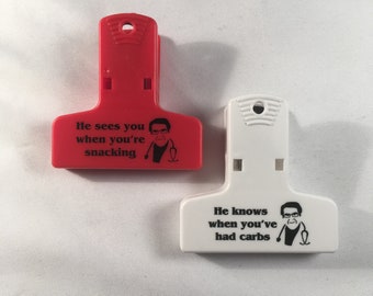 My 600 lb. Life Dr. Nowzaradan Chip Bag Clip - Set of 2 - "He sees when you've been snacking" "He knows when you've had carbs"