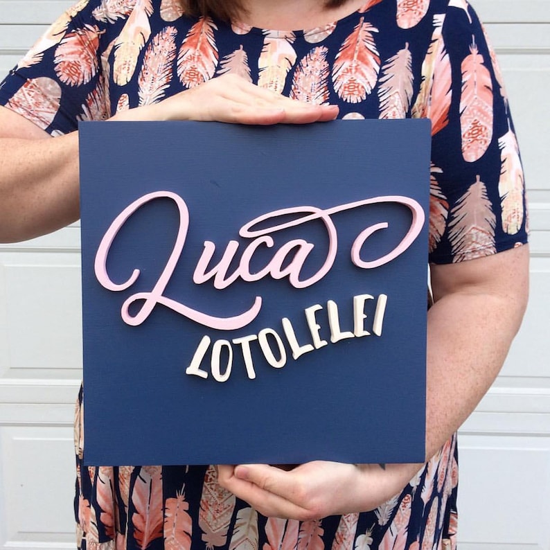 wall decor over crib sign wood cutout 12x12 Square Custom Wood Name Sign name wall sign nursery name sign custom name art name cutout