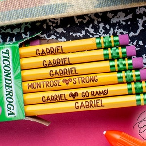 Custom Personalized Engraved Pencils for Back to School, Engraved Ticonderoga No. 2 Pencil. Personalized Teacher Gift
