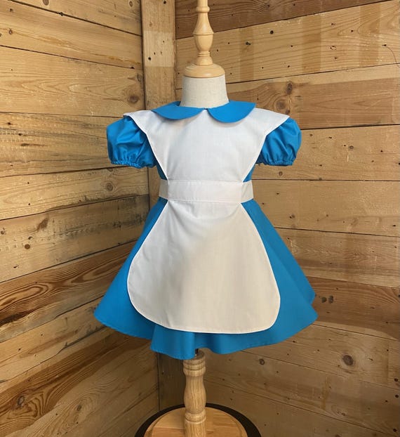Alice in Wonderland Baby Dress. Turquoise Blue Costume With Apron