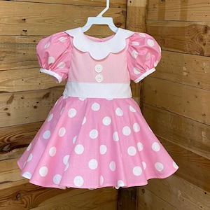 Pink Polka Dot Minnie Mouse Baby Dress Costume