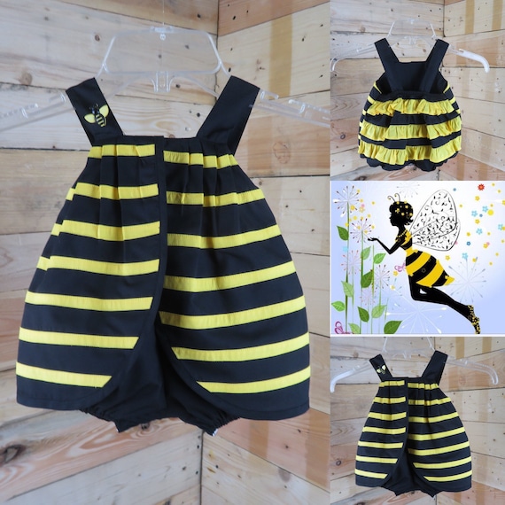 little bee baby rompers, baby girl rompers, baby girl Clothing, baby rompers outfit, little bee rompers by BubblesBabyClothing