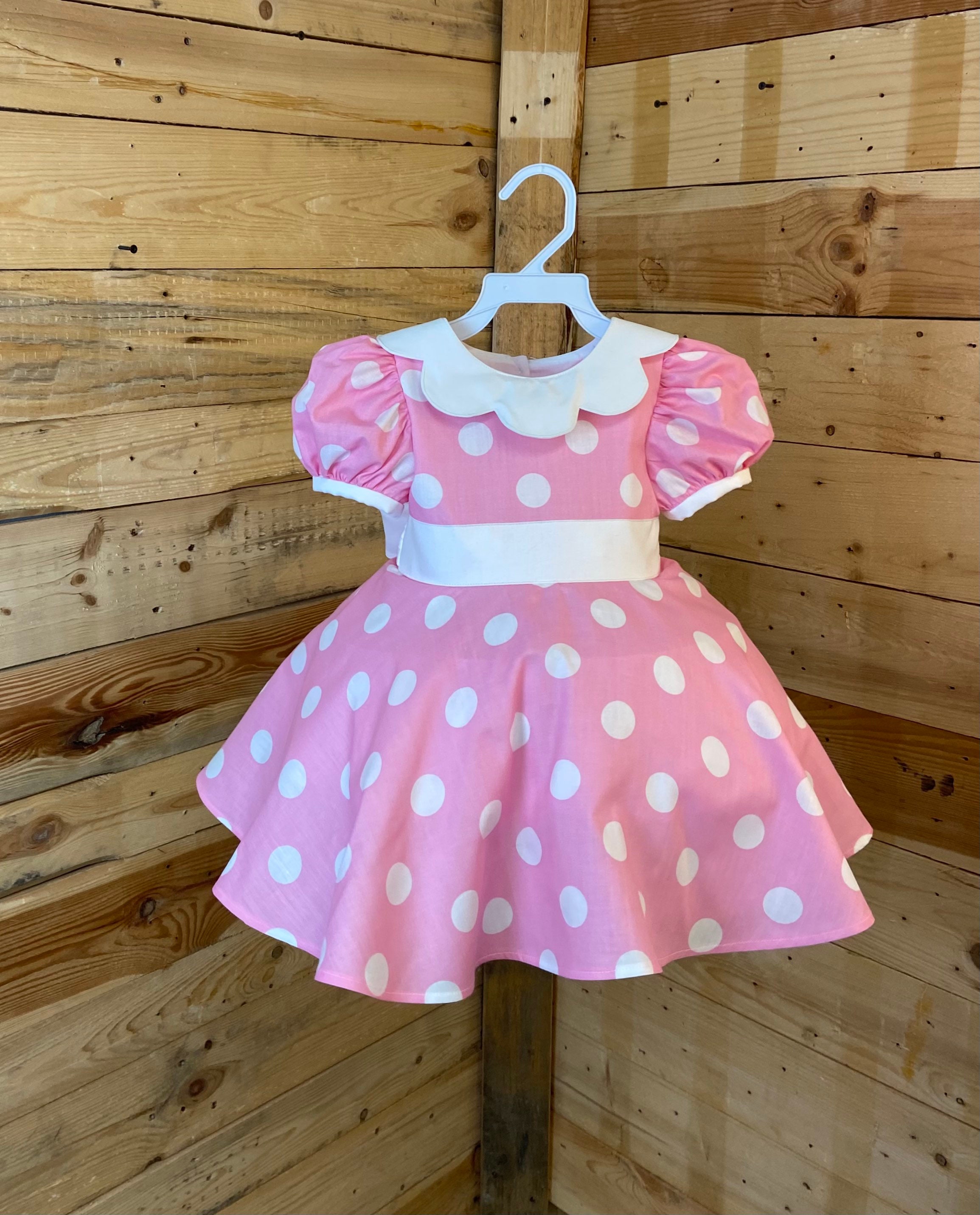 DISNEY MINNIE DRESS PINK POLKA DOT PLAY DRESS-UP COSTUME MINNIE EARS 2-4T  EUC