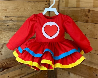 Heart Baby dress/red baby dress/baby dress, baby costume inspired in plim plim.