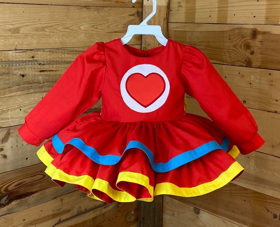 Heart baby costume, red baby dress, baby dress,  baby birthday dress.