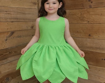 Green Flower Petal Dress, Tinker Bell Inspired Baby Fairy Costume, Toddler Photo Prop