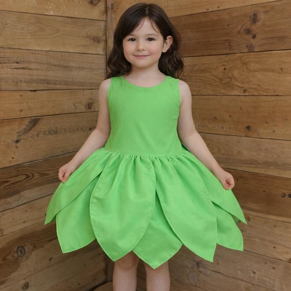 Tinkerbell Inspired Baby Costume: Green Cotton Dress