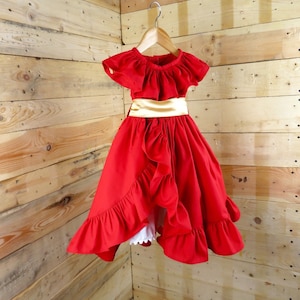 Disfraz de Elena de Ávalor para bebé: Vestido rojo con volantes