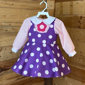 Purple polka white dots baby dress,  baby costume, baby dress.
