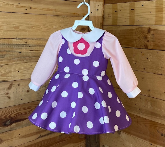 Purple polka white dots baby dress,  baby costume, baby dress.