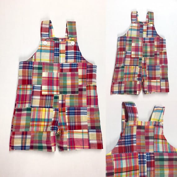 patchwork baby shortall, baby shortall, unisex baby shortall.