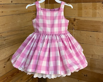 Vestido rosa a cuadros para niña: disfraz para bebé