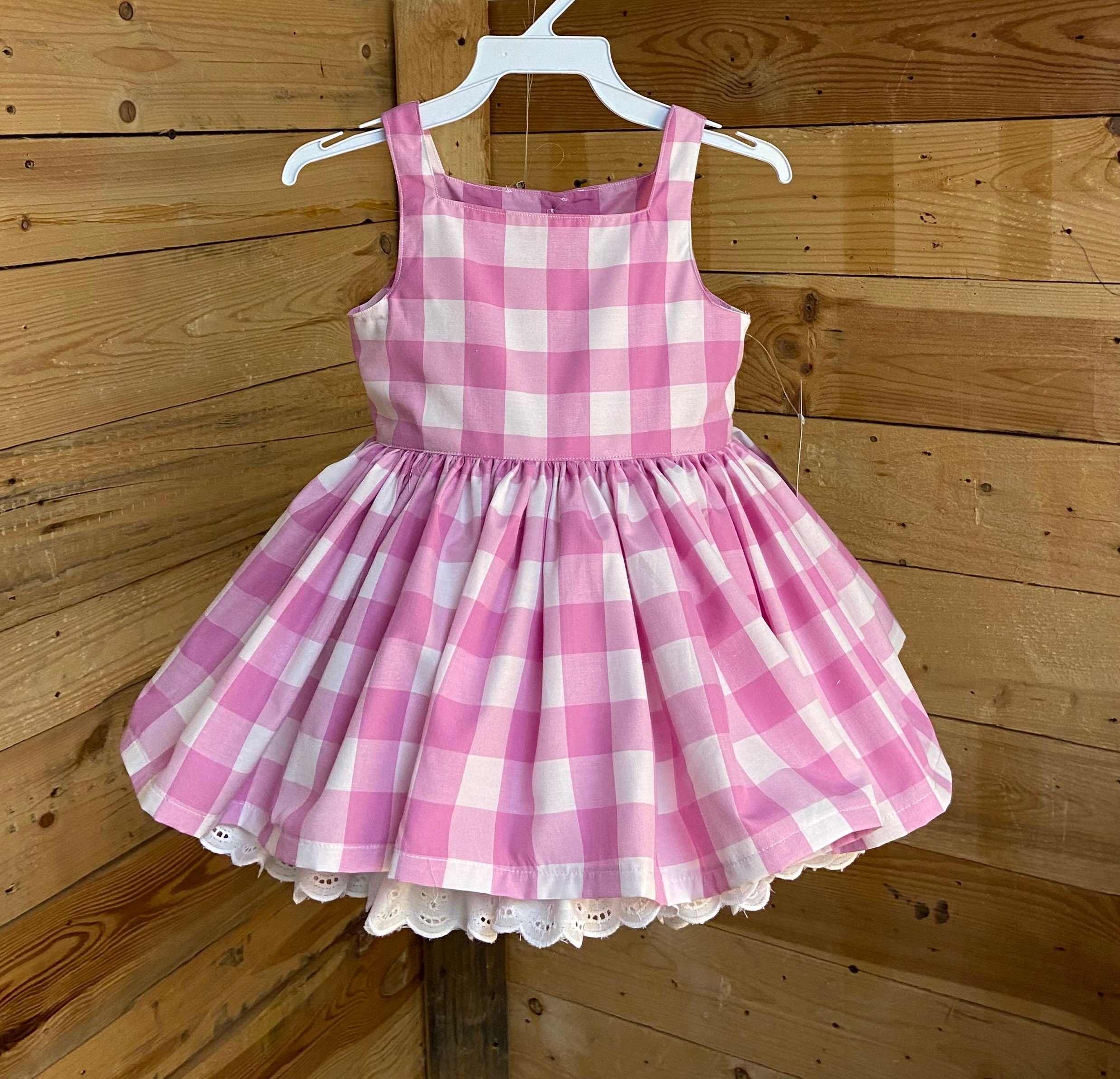 Barbie Movie Cosplay Costume - Pink Plaid Slip Sleeveless Dress - Kuru Store