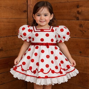 girls red and white pola dot dress Red Polka Dot Dress for Girls, Red Polka Dot Dress for Baby, Minnie Mouse Inspired Costume Dress, Red and White Polka Dot Dress Girls