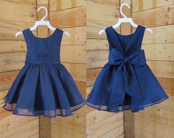 Baby dress, flower girl dress, spring girl  dress,navy elegant baby dress, navy girl dress.