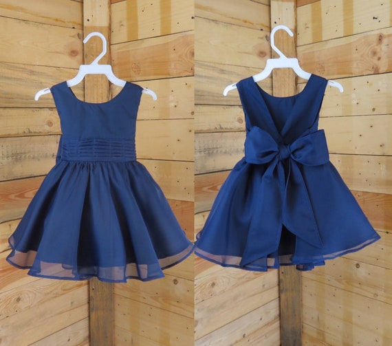 Baby dress, flower girl dress, spring girl  dress,navy elegant baby dress, navy girl dress.