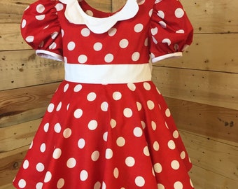 Minnie Mouse Inspired Baby Dress: Polka Dot Birthday Costume