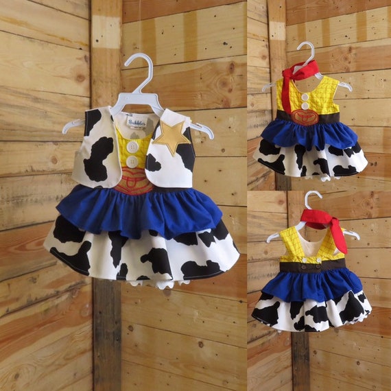 Woody baby dress, girl baby dress, inspired in toy story baby dress, costume baby dress