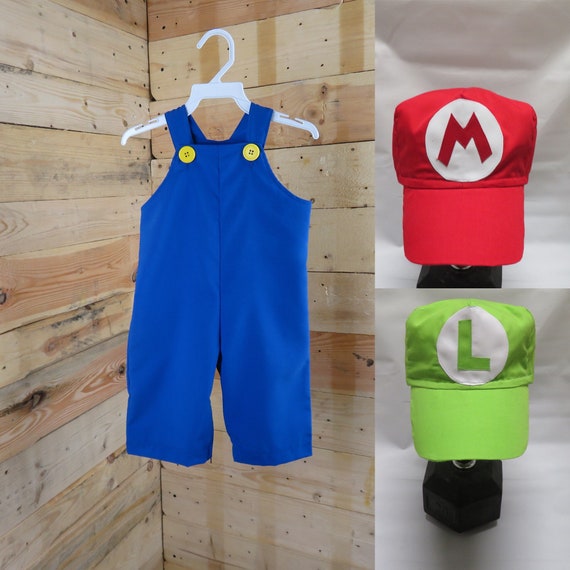 Boy romper mario bro, boy overalls luigi bro, themed birthday outfit, toddler costume,