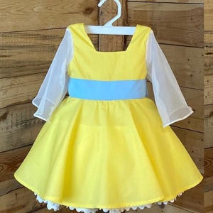 Anastasia Baby Costume: Yellow Dress with Blue Sash