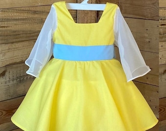 Anastasia Baby Costume: Yellow Dress with Blue Sash