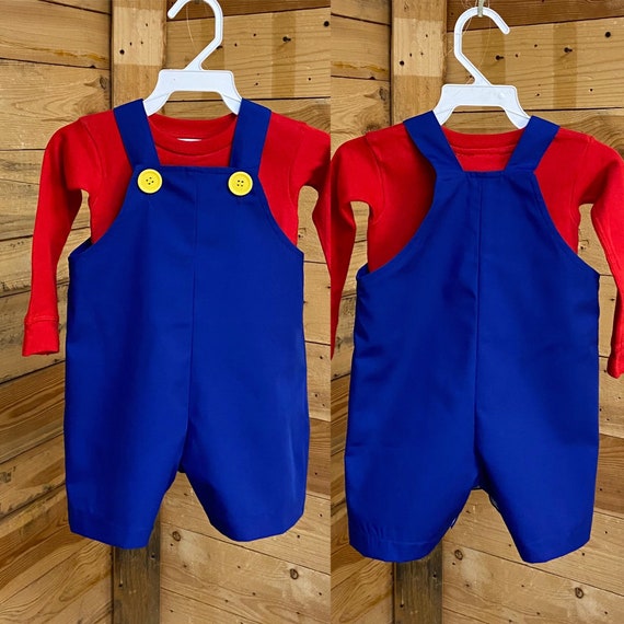 mario bro baby shortall, mario baby outfit, mario bro baby costume party.baby boy rompers