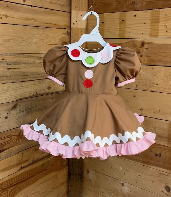 Gingerbread cookie baby costume, gingerbread baby dress