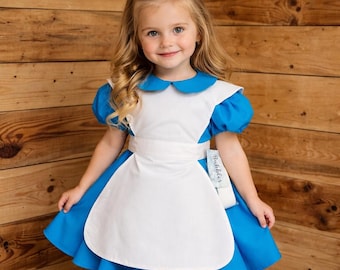 Blue storybook dress for girls, fantasy tea party outfit, vintage inspired toddler dress,classic fairytale costume, boutique girl dress.