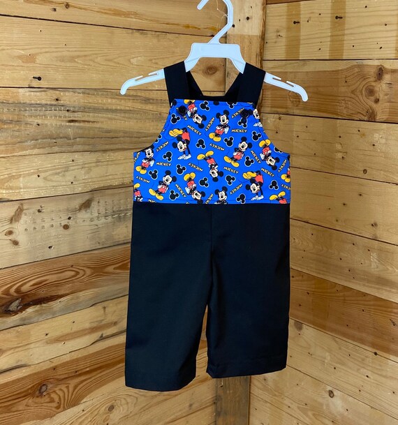 Mickey Mouse baby overalls, baby boy longalls, baby boy rompers. Mickey Mouse baby boy overalls.