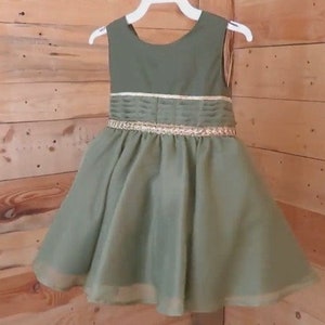 Baby dress, baby elegant dress, special occasion baby dress, party dress, birthday dress, green olive baby dress