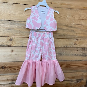 Cowgirl outfit pink  set,cowgirl  costume, bell bottoms cowgirl set.